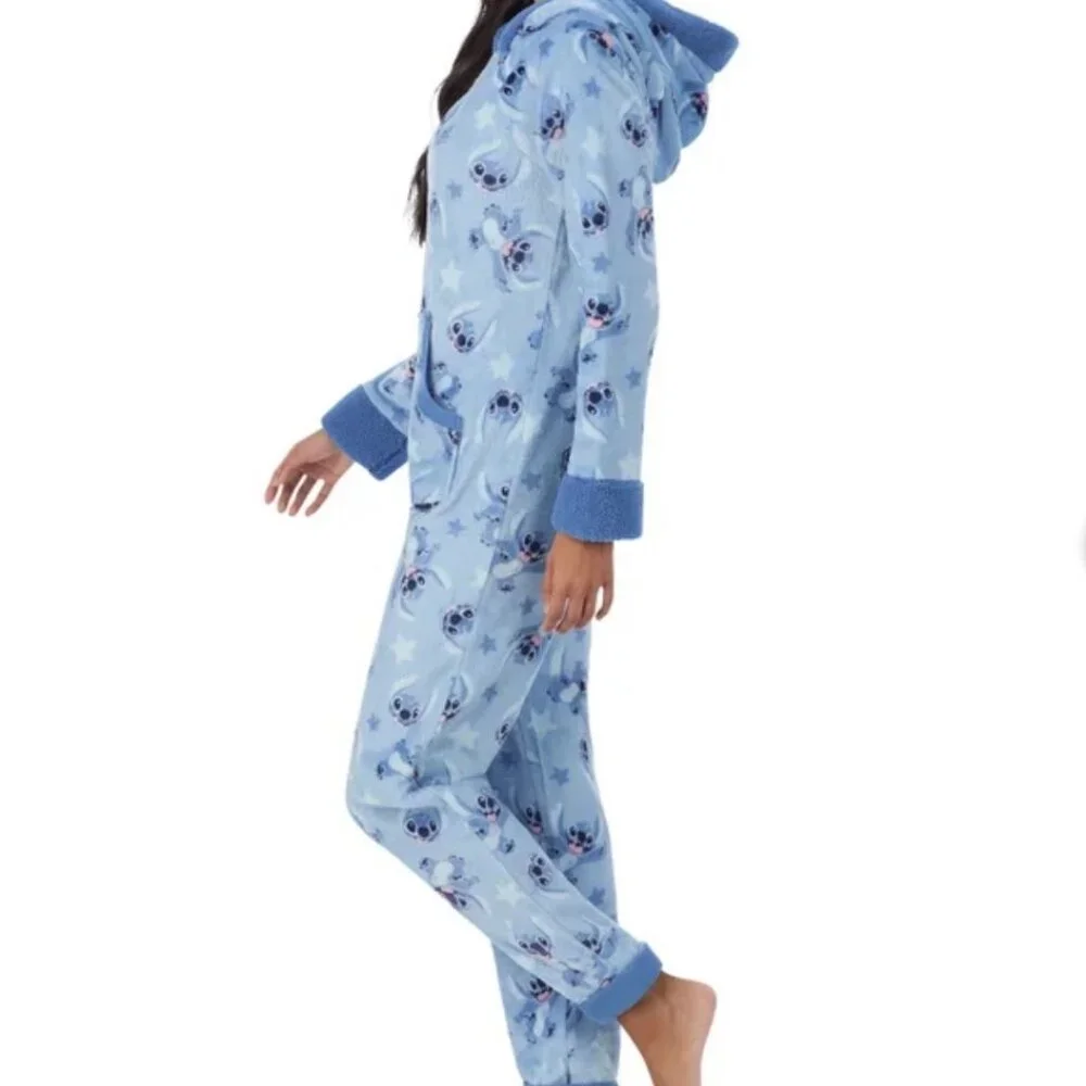 Lilo & Stitch Blue Character Women’s One-Piece Pajama - Picture 3 of 4